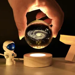 VOXI 3D Galaxy Crystal Ball Night Light | Dimmable Engraved LED Glass Ball Table