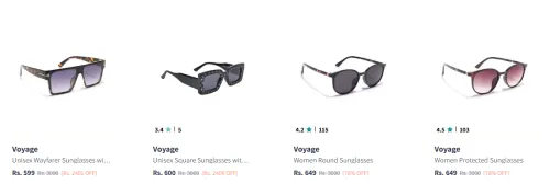 Image of Voyage Sunglasses at minimum 70% Discount