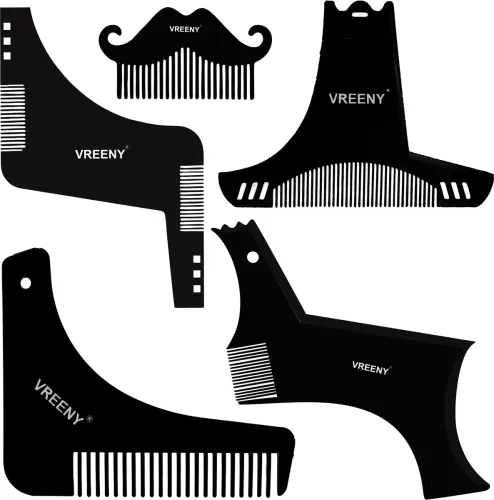Image of Vreeny Beard Shaper Tool Comb Beard Shaping tool Beard Comb for Men Home