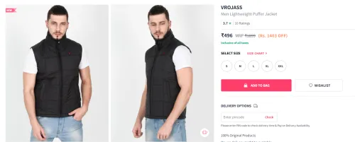 Image of VROJASS Men Lightweight Puffer Jacket