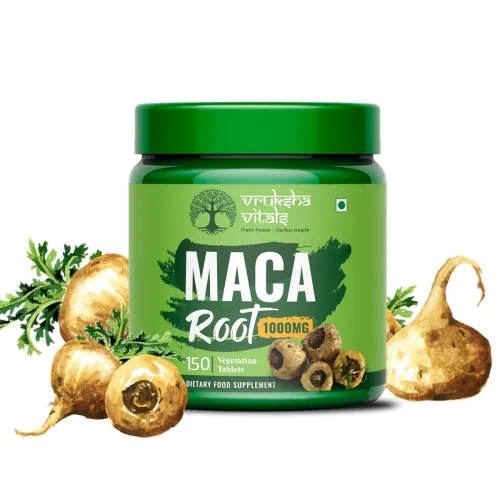 Image of Vruksha Vitals Maca Root Extract 1000 mg per Tablet - 150 Tablets/Capsules - Maca Root Powder Supplement