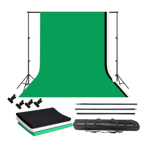 Image of VTS Backdrop Stand Setup Photo Studio Black White Green