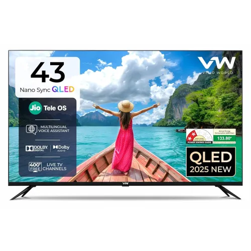 Image of VW 108 cm (43 inches) Nano Sync Series 4K Ultra HD Smart JioTele OS QLED TV VW43JQ1 (Black)