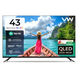 VW 108 cm (43 inches) Nano Sync Series 4K Ultra HD Smart JioTele OS QLED TV VW43JQ1 (Black)