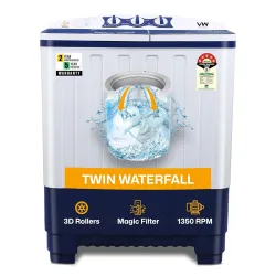 VW 7.5 kg 5 Star Pure Wash with Toughened Glass Semi Automatic Top Load Washing Machine PureWash0075G (White)