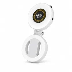W50 Magnetic Selfie Ring Light for Mobile Phone, Foldable LED Clip Lamp with 180 Degree Adjustable Angle and Sticky Ring Mount for Video Calls, Vlogging, Live Streaming and Selfies