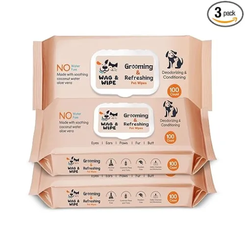 Image of Wag & Wipe Grooming & Refreshing Pet Wet Wipes 