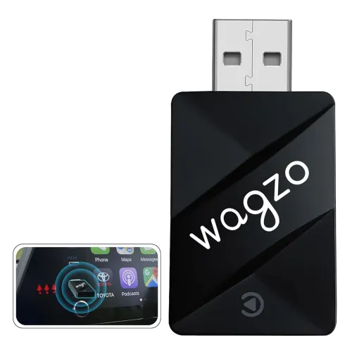 Image of Wagzo 2-in-1 Wireless Car Receiver, Converts Wired Auto Android & CarPlay to Wireless, Bluetooth Connectivity, Only for 
