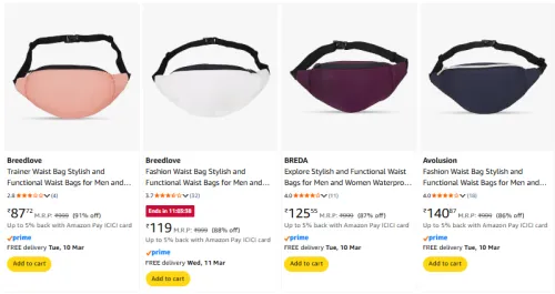 Image of Waist Bag starting @ ₹87