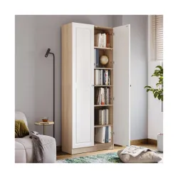 Wakefit Huxley 6 Big Shelves Bookshelf - Wood Shutter + Wood Shutter