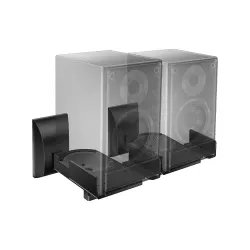 WALI Speaker Wall Mounts, Dual Side Clamping Bookshelf Mounting Bracket for Large Surrounding Sound Speakers, Hold up to 55 lbs. (SWM201), 1 Pair, Black | Adjustable with Swivel Tilt, Dual S...