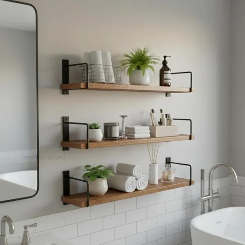 Image of Wall Mounted Bathroom Shelves, Set of 3