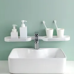 Wall Mounted Bathroom Corner Shelf White & Black (1, SOAP Rack)