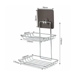 Wall Mounted Double Layer soap Dish Holder Stainless Steel Wall Hanging Soap
