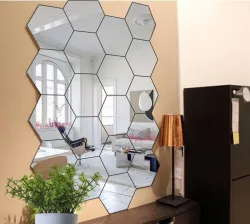 wall1ders 50 cm 20 Hexagon Silver Self Adhesive Sticker  Po20