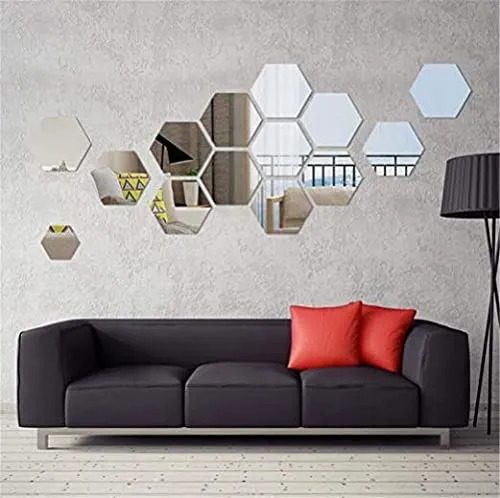 Image of WallDaddy Plastic Mirror Finish Hexagon Sticker, po14