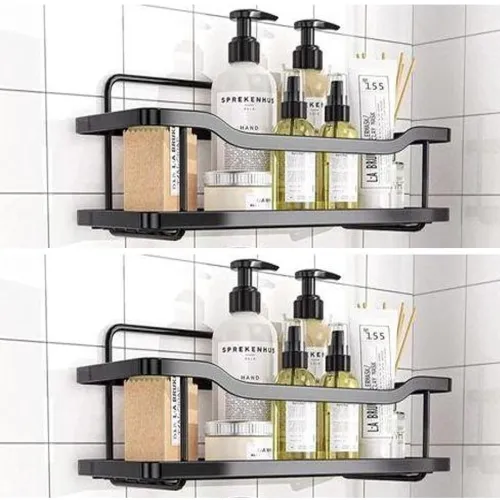 Image of Wall-Mounted Metal Bathroom Shelf Pack of 2