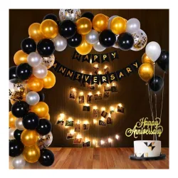 Wanna Party 58 Pcs Happy Anniversary Decoration Items ,Anniversary Balloons Set Wedding Happy Anniversary Balloon Items With Banner Anniversary Party Decoration