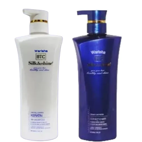 Image of Warisha Silk & shine Keratin Shampoo and Conditioner Set, Hair Fall Control, Professional Hair Care, 2 Bottles