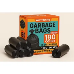 Warmfinity Garbage Bag Medium 19 x 21 Inches 180 Count 30 Bags X 6 Rolls