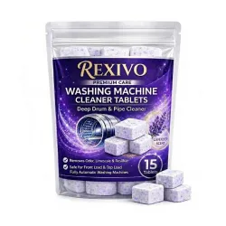Washing Machine Cleaner Tablets (15 Tablets) | Drum & Pipe Deep Cleaner | Lavender Scent | Removes Odour, Limescale & Residue | For Front Load & Top Load Fully Automatic Washing Machines