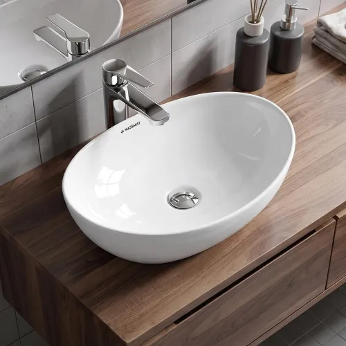 Image of WASSMIST Table Top Ceramic Oval Wash Basin