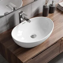 WASSMIST Table Top Ceramic Oval Wash Basin