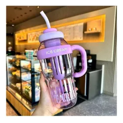 Water Bottle with Straw and Handle