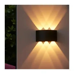 Waterproof Up Down Led Wall Lamp, Aluminium IP65 Body 3+3 Ray, Warm White, Indoor/Outdoor Decorative Wall Sconce Light (