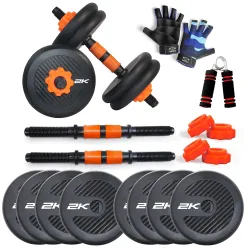 WATSON Premium Rubber Dumbbell Set For Men & Women Fitness, Dumbbell Set With 16Kg (2Kgx8) Rubber Weight Plates, Hard PV