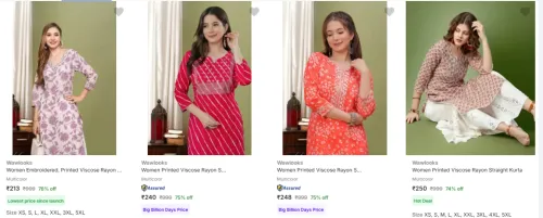 Image of Wawlooks Women's Kurtas at minimum 72% Discount