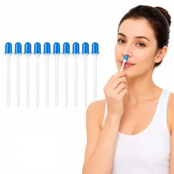 10 Pcs Waxed Nose Hair Removal Sticks, Nose Hair Wax Applicator Sticks With Blue Protective Caps, Easy-To-Use Nasal Hair Removal Waxing Wands For Men & Women