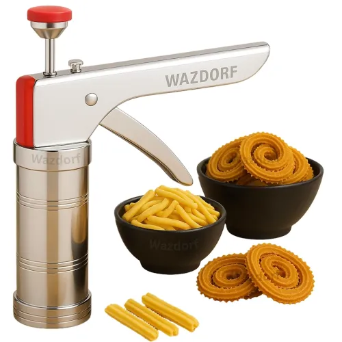 Image of Wazdorf Stainless Steel Kitchen Press with 15 Different Bhujiya Maker