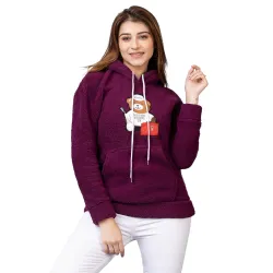Wear lusso Women Wool Blend Hooded Neck Sweatshirt with Hoodies | Full Sleeves Women's Winter Wear | Warm & Stylish Hoodie