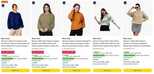 Image of Wear lusso Women'S Sweater at minimum 60% Discount