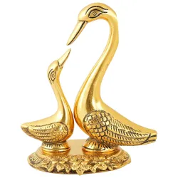 Webelkart Metal Kissing Duck Showpiece 