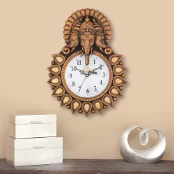 Webelkart Premium Plastic Designer Stones Ganesha Wall Clock for Home and Office Decor| Wall Clock for Living Room|(Copper, 13.38\' Inch) - Analog