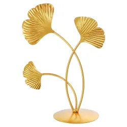 Webelkart Premium Iron Gold Plated 3 Leaf Shape Decoration Table Stand 
