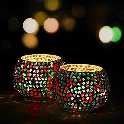 Image of WebelKart Premium Set of 2 Mosaic Glass