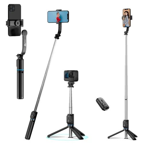 Image of WeCool S2 Pro Selfie Stick Tripod,6sec Telescopic Pole with 42in/107cm extendable Selfie Stick, Detachable Mobile Holder