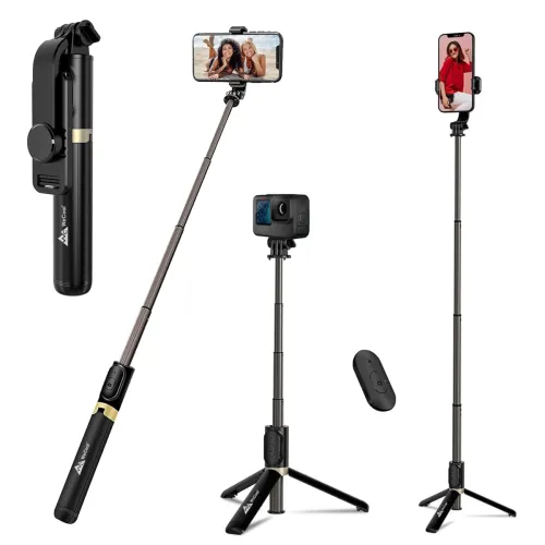 Image of WeCool S3 Selfie Stick with Light and Detachable Wireless Remote Mobile Stand Bluetooth Selfie Stick