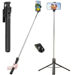 Wecool S5s Selfie Stick with Tripod Stand 360 Degree, Extendable Upto 71inc/ 180cm Long 7 Section Stable Base for Mobile/Camera, Perfect for Vlogging & Photoshoot