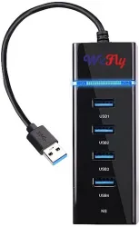 WEFLY 4 Port USB Hub 3.0 Adapter Cable with 5Gbps Speed, Laptop, PC Computers USB Adapter  (Black)