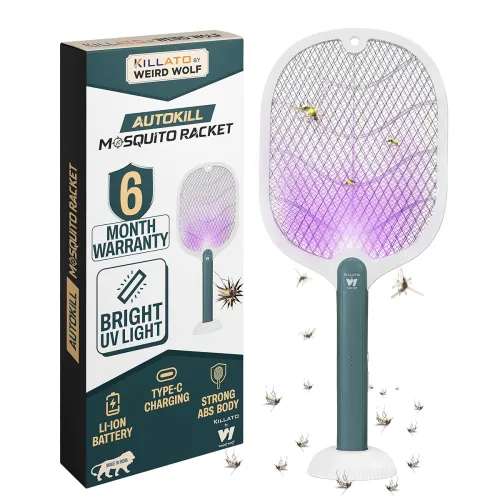 Image of Weird Wolf 2 in 1 UV Light Electric Mosquito Racket Bat with Base Stand | Rechargeable Lithium Battery | Type-C USB Fast