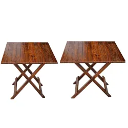WELL KNOWN Teak Wood, Light Brown Wooden Folding Coffee Table 