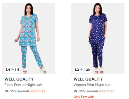 Image of Well Quality Night suits Flat @ ₹299