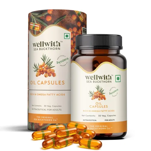 Image of Wellwith Sea Buckthorn Berry Oil Omega 7 500mg, 30 Capsules