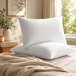 Welspun Dream Nest Microfiber Plain White Pillows Set 2 | Super Soft, Breathable & Adjustable Bed Pillows for Sleeping | White Pillow Set of 2 (40cm x 60cm)