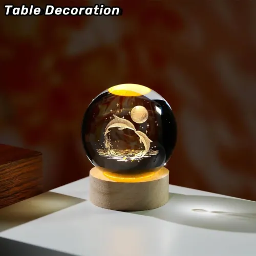 Image of Wengonvila Jumping Dolphine Galaxy Crystal Ball Night Light 