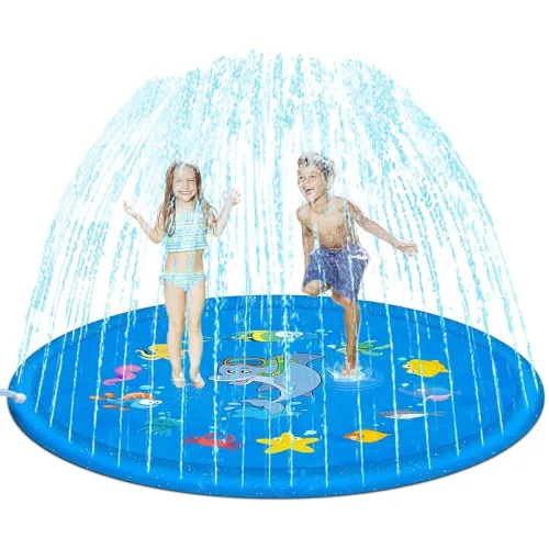 Image of WENGTY Non-Slip Splash Pad for Kids, Thicken Sprinkler Pool Summer Outdoor Water Toys - Fun Backyard Fountain Play Mat f